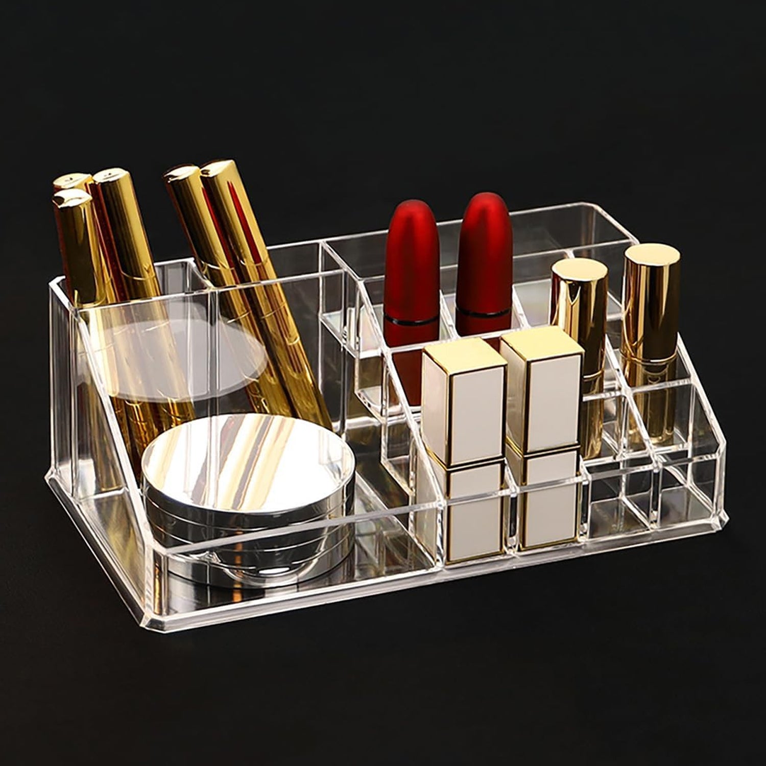 6282 16 Compartment Cosmetic Makeup Jewellery Lipstick Storage Organiser Box, Cosmetic Storage Box Make-up Lipstick Organizer / Lipstick Holder Case Transparent 6282 16 Compartment Cosmetic Makeup Jewellery Lipstick Storage Organiser Box, Cosmetic Storage Box Make-up Lipstick Organizer / Lipstick Holder Case Transparent